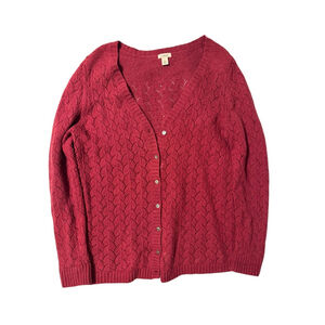 LL Bean Lambswool Cashmere Angora Cardigan XL Burgundy Red Cottagecore Coquette